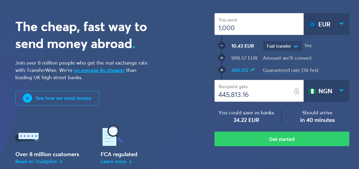 send money via TransferWise